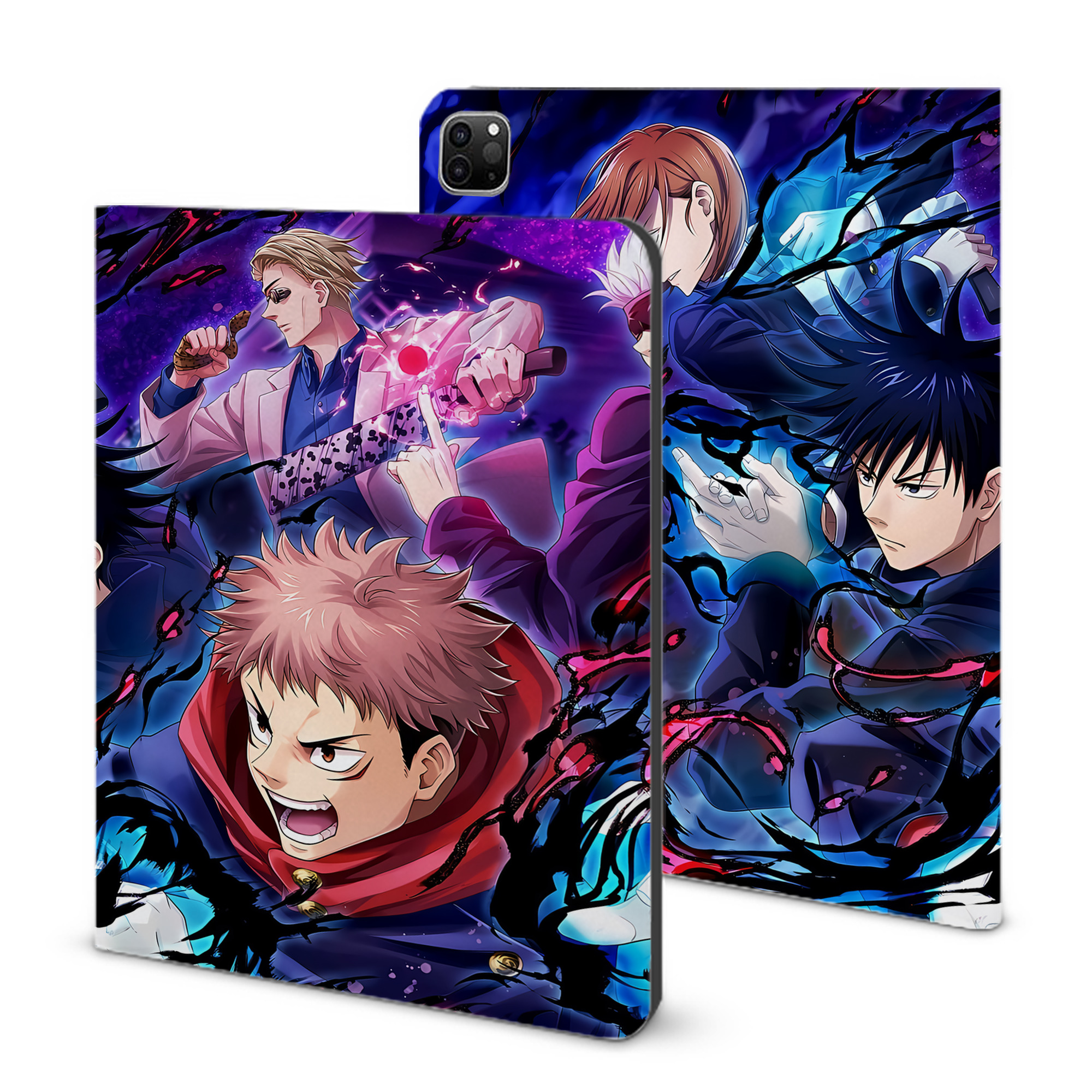 （画像用） 呪術廻戦 Jujutsu Kaisen IPad ケース ブック型 PUレザー TPU 耐衝撃 軽量 薄型 ペン収納なし 全面保護 IPad 各モデル対応